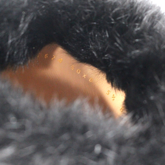 Salvatore Ferragamo Loris Black Leather Rabbit Fur Heeled Ankle Bootie 5.5 Shoes - Picture 4 of 7